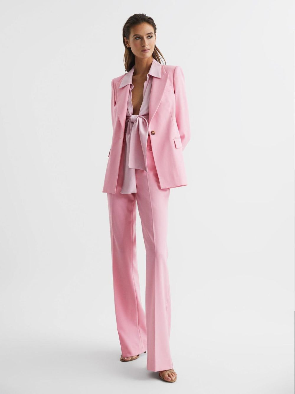 Reiss Suits &amp; Tailoring | Blair Single Breasted Wool Blend Blazer Pink - Women