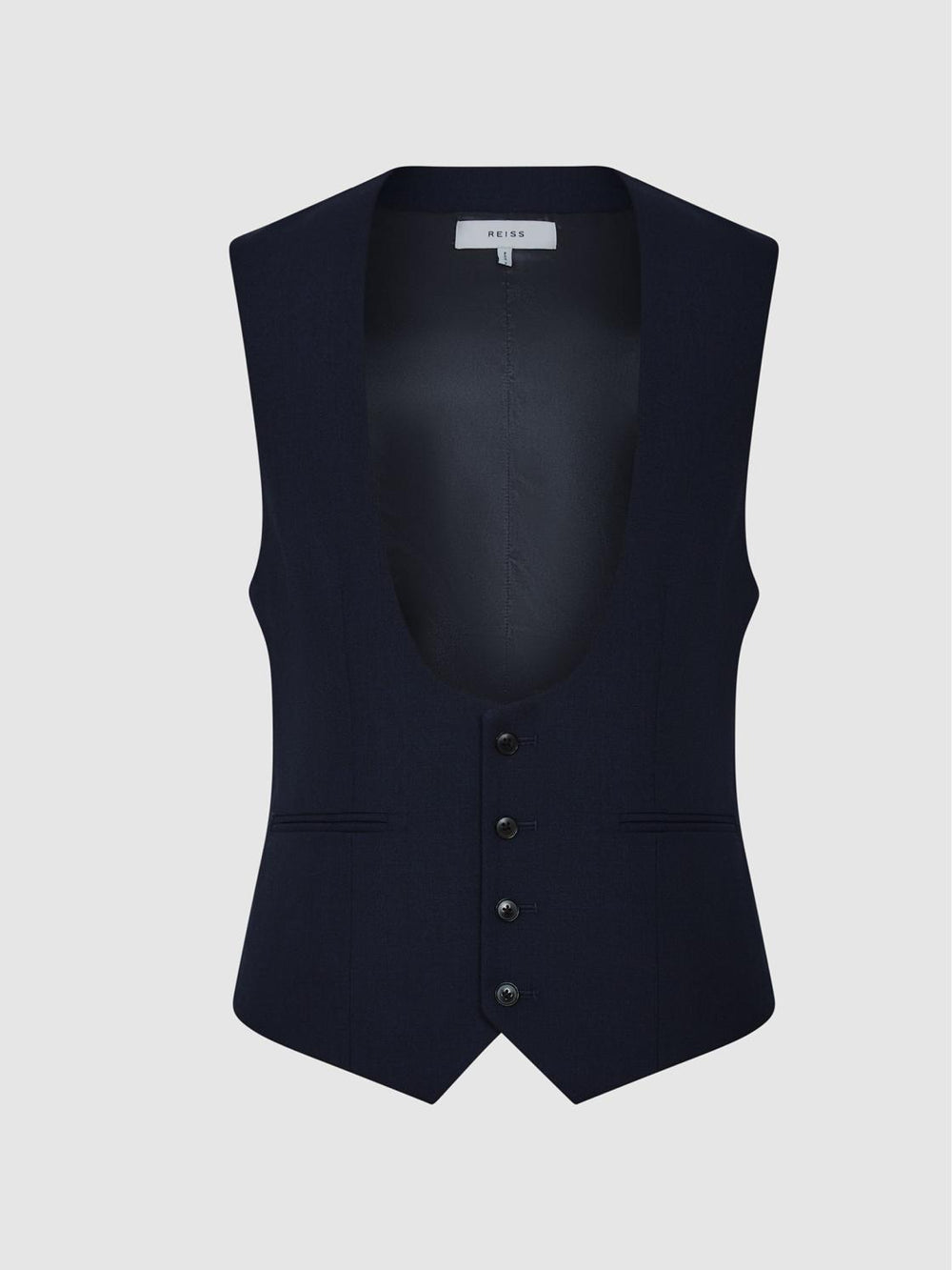 Reiss Suits &amp; Tailoring | Bold Hw Horse Shoe Wool Blend Slim Fit Waistcoat Navy - Men