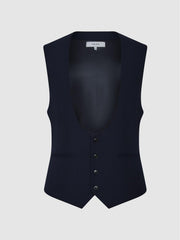 Reiss Suits &amp; Tailoring | Bold Hw Horse Shoe Wool Blend Slim Fit Waistcoat Navy - Men