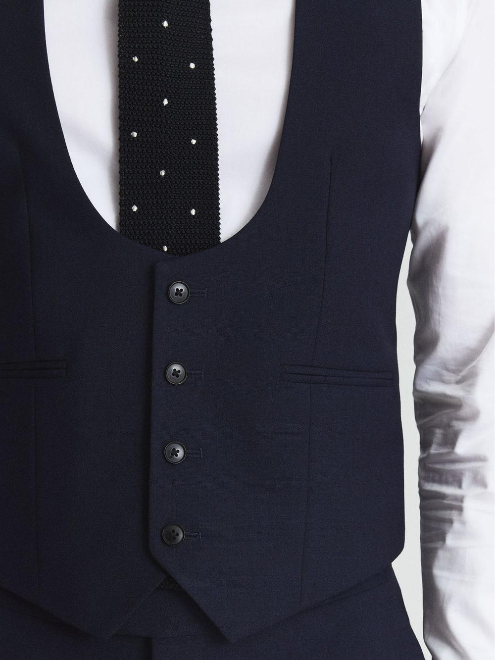 Reiss Suits &amp; Tailoring | Bold Hw Horse Shoe Wool Blend Slim Fit Waistcoat Navy - Men