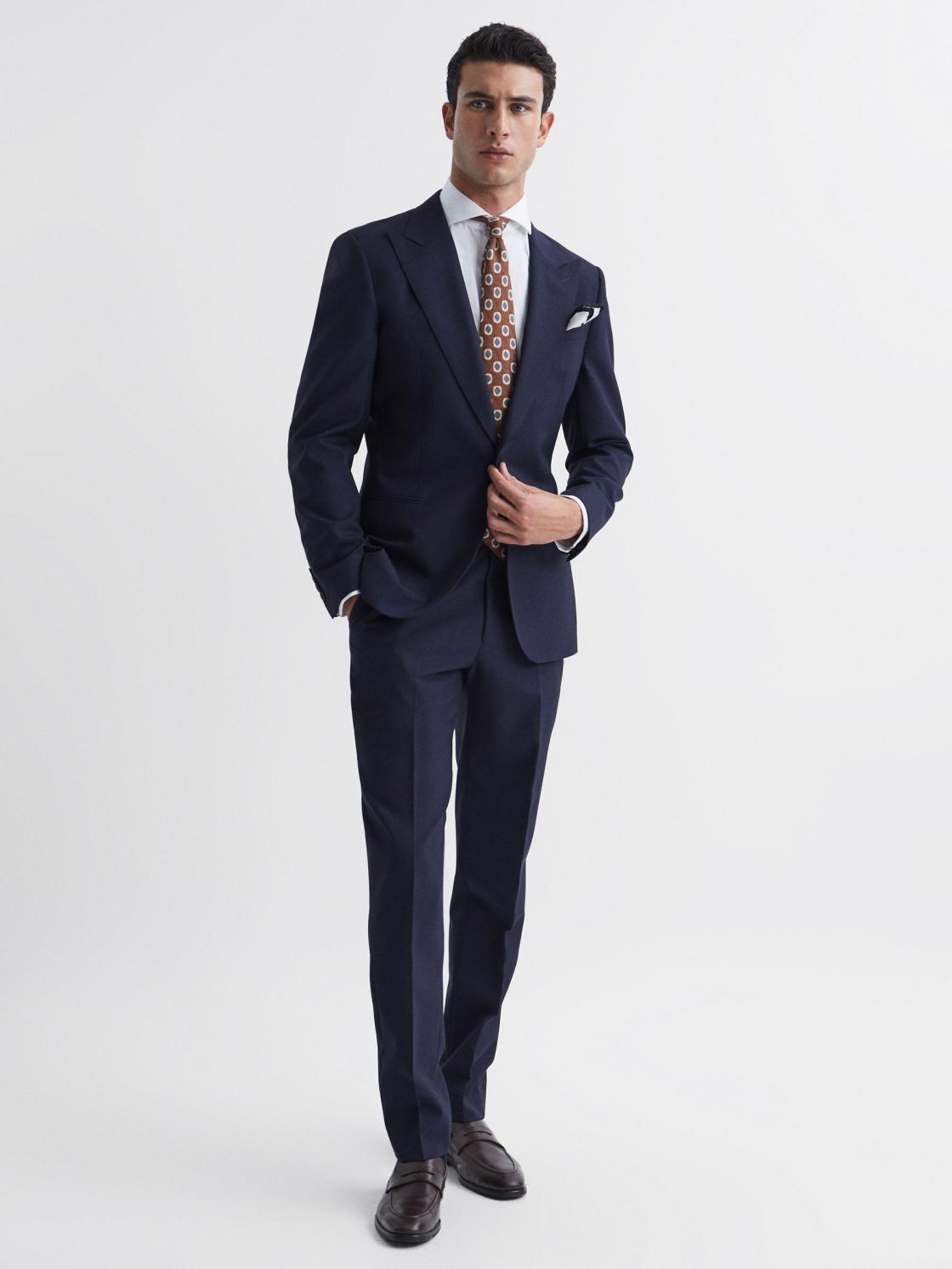 Reiss Suits &amp; Tailoring | Bold Slim Fit Wool Trousers Navy - Men