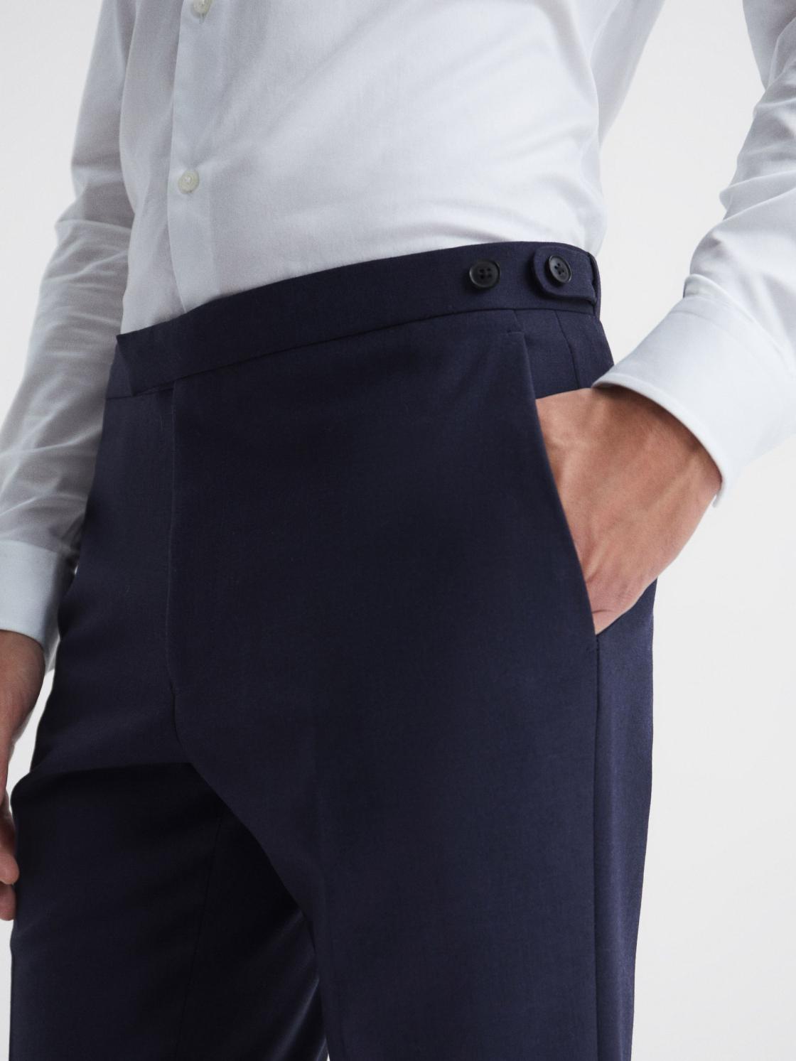 Reiss Suits &amp; Tailoring | Bold Slim Fit Wool Trousers Navy - Men