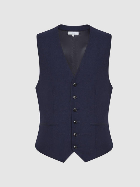 Reiss Suits &amp; Tailoring | Bold Wool Blend Slim Fit Waistcoat Navy - Men