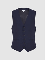 Reiss Suits &amp; Tailoring | Bold Wool Blend Slim Fit Waistcoat Navy - Men