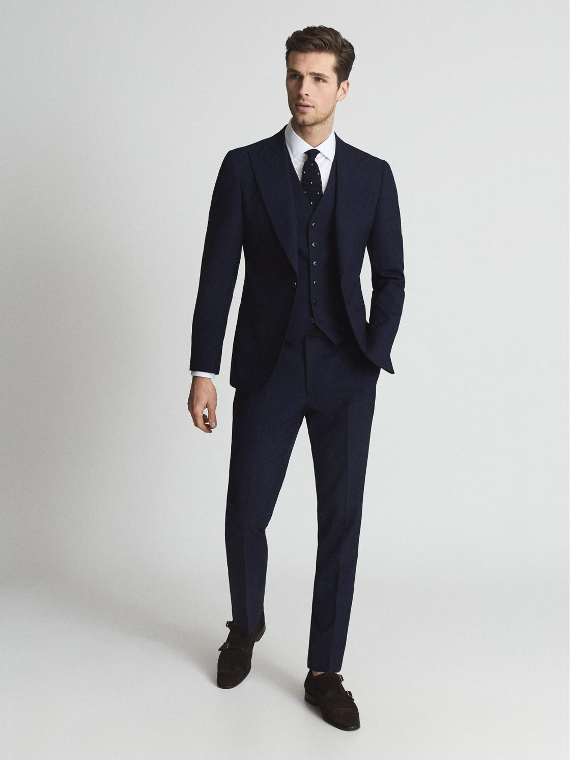 Reiss Suits &amp; Tailoring | Bold Wool Blend Slim Fit Waistcoat Navy - Men