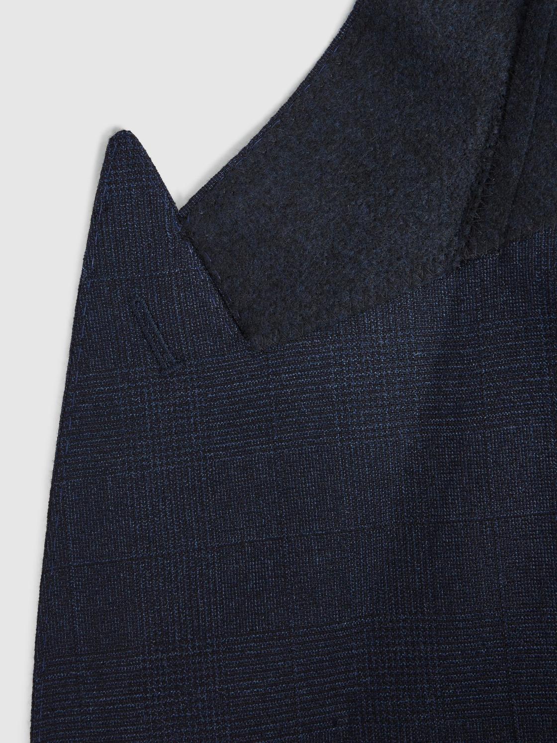 Reiss Suits &amp; Tailoring | Broadgate Double Breasted Prince Of Wales Check Blazer Blue - Men