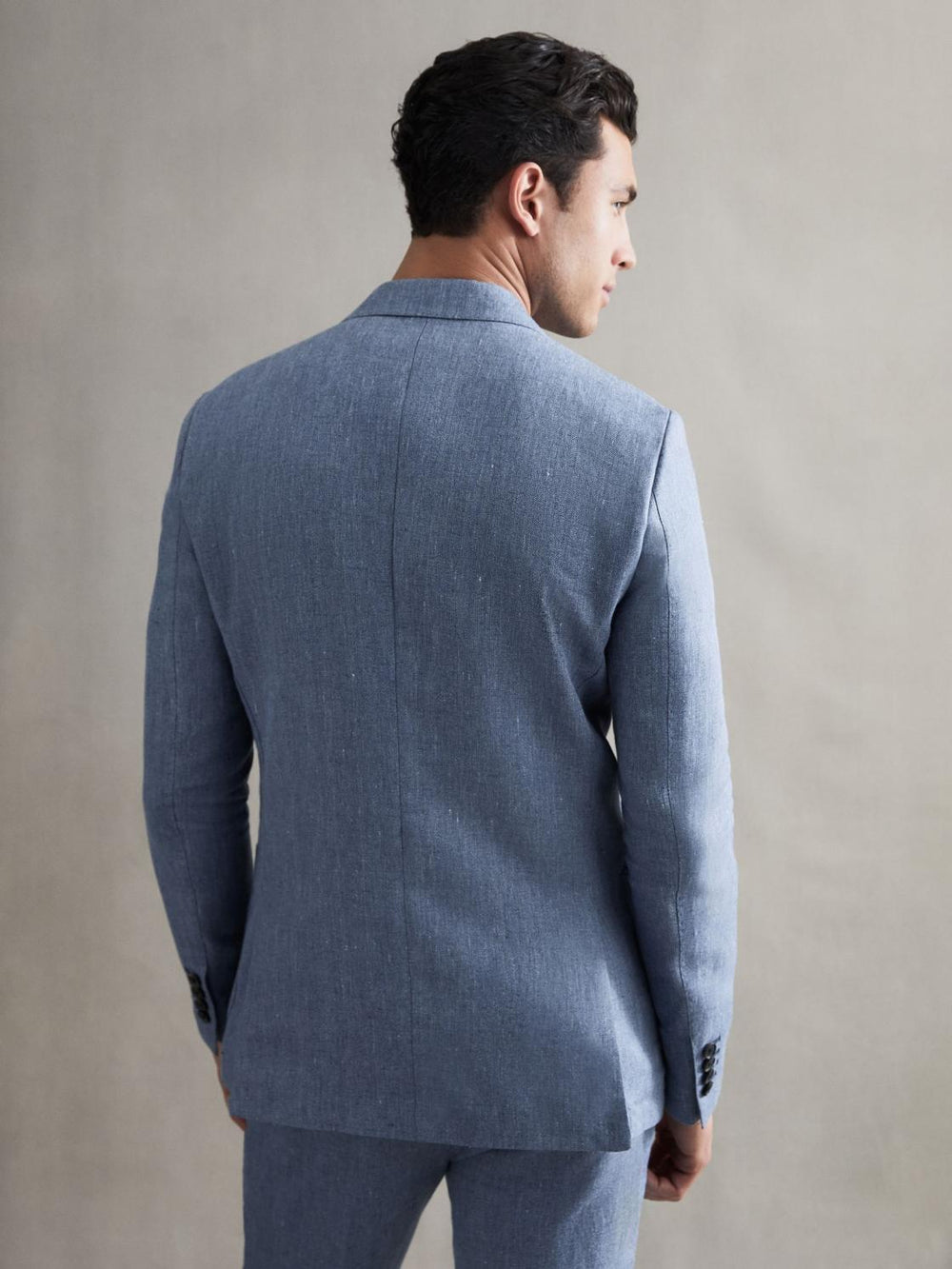 Reiss Suits &amp; Tailoring | Cheltenham Slim Fit Double Breasted Linen Blazer Chambray - Men