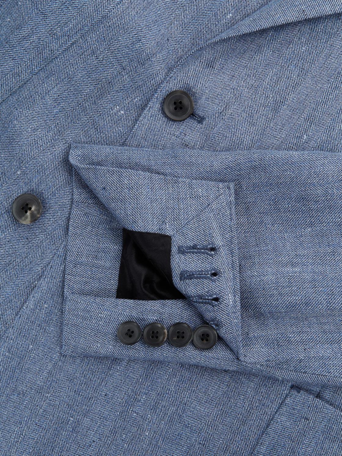 Reiss Suits &amp; Tailoring | Cheltenham Slim Fit Double Breasted Linen Blazer Chambray - Men