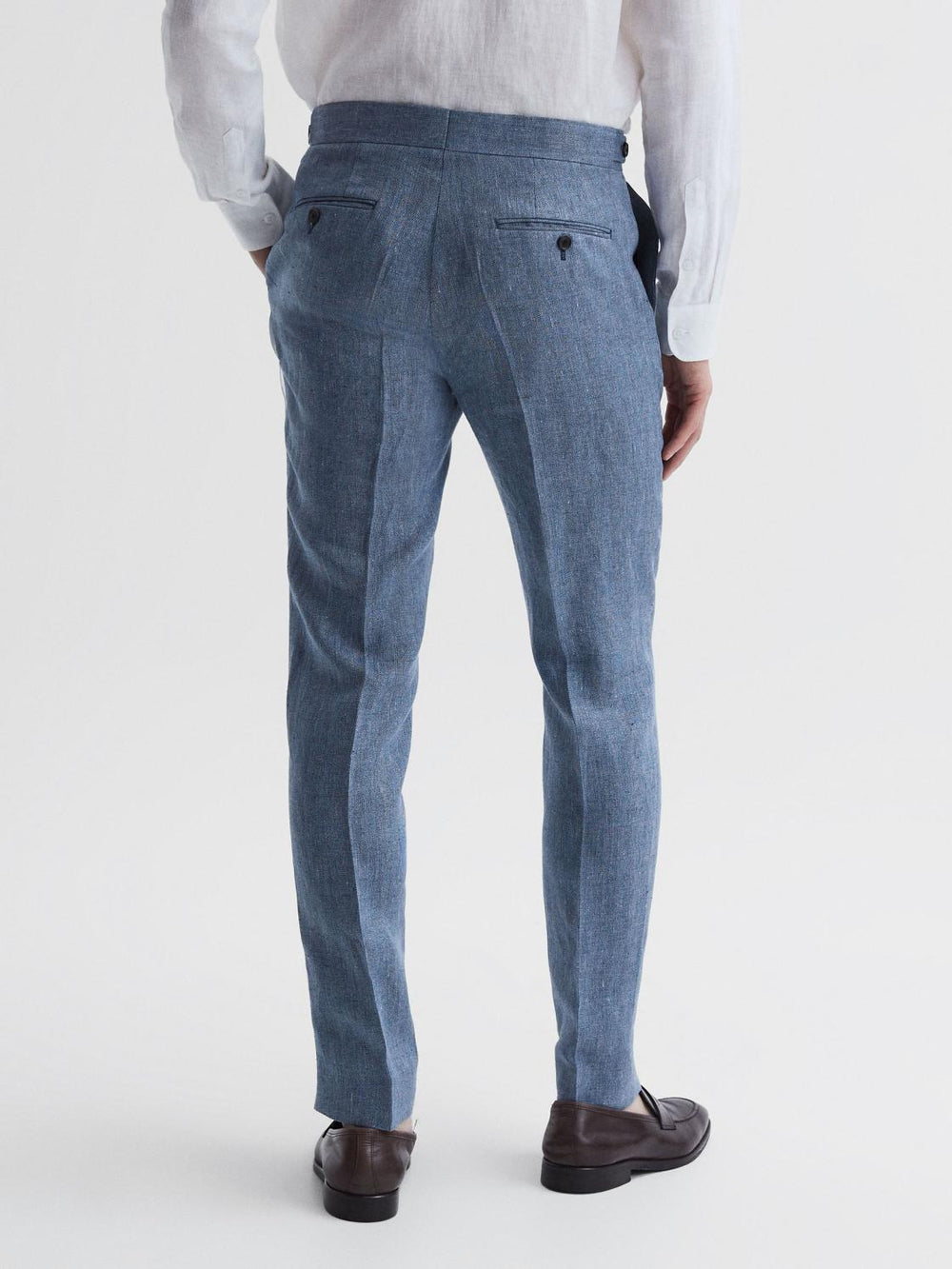Reiss Suits &amp; Tailoring | Cheltenham Slim Fit Linen Herringbone Trousers Chambray - Men
