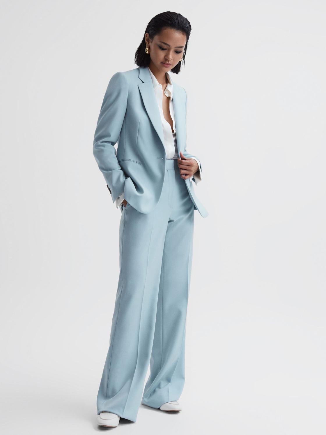 Reiss Suits &amp; Tailoring | Clara Single Breasted Wool Blend Blazer Blue - Women