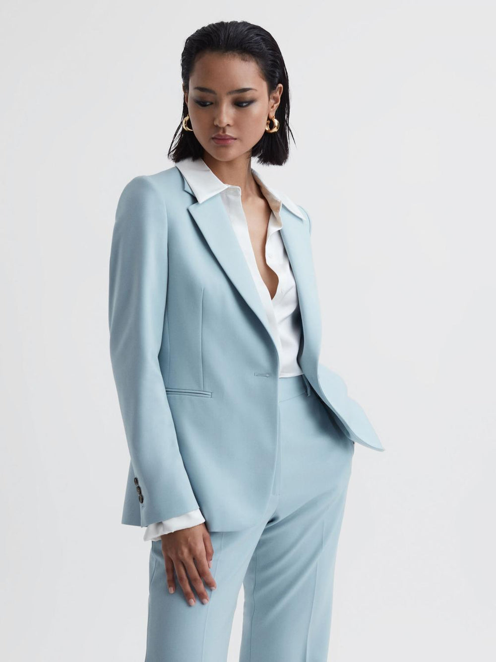 Reiss Suits &amp; Tailoring | Clara Single Breasted Wool Blend Blazer Blue - Women