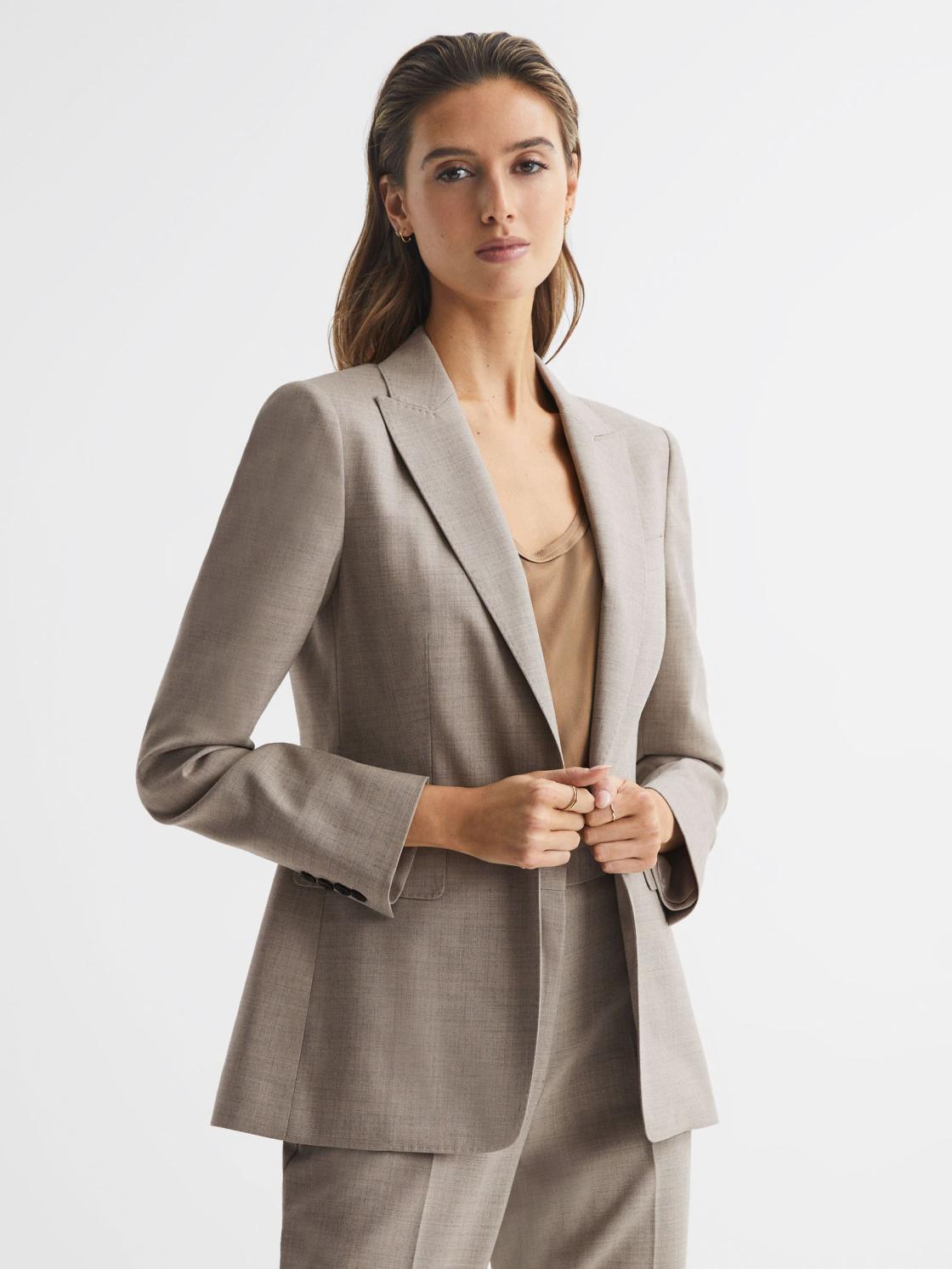 Reiss Suits &amp; Tailoring | Emily Wool Blend Tailored Blazer Oatmeal - Women