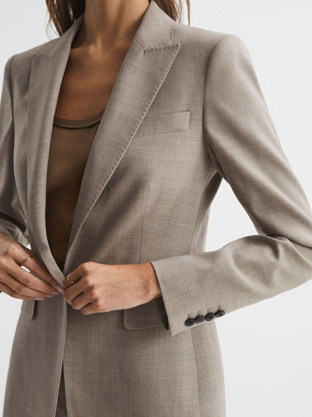 Reiss Suits &amp; Tailoring | Emily Wool Blend Tailored Blazer Oatmeal - Women