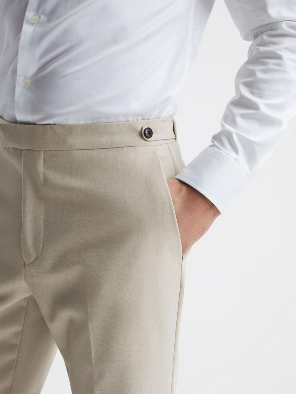 Reiss Suits &amp; Tailoring | Fine Modern Fit Wool Trousers Stone - Men