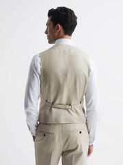 Reiss Suits &amp; Tailoring | Fine Slim Fit Six Button Wool Waistcoat Stone - Men