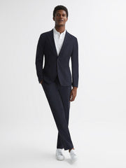 Reiss Suits &amp; Tailoring | Flip Slim Fit Drawstring Waistband Trousers Navy - Men