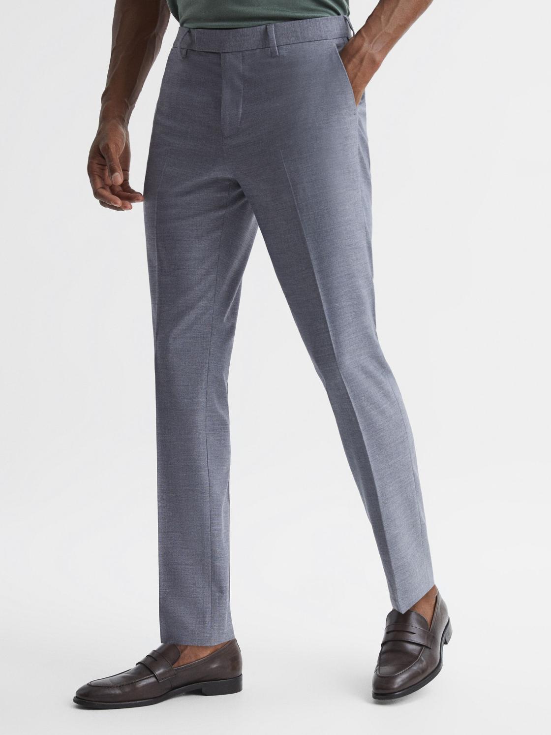 Reiss Suits &amp; Tailoring | Fold Slim Fit Trousers Airforce Blue - Men