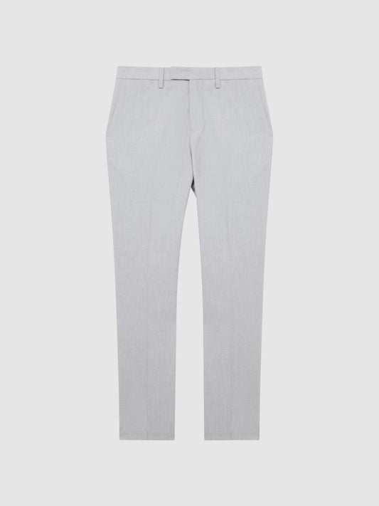 Reiss Suits &amp; Tailoring | Fold Slim Fit Trousers Light Grey - Men