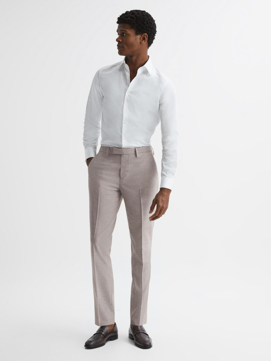 Reiss Suits &amp; Tailoring | Fold Slim Fit Trousers Oatmeal - Men