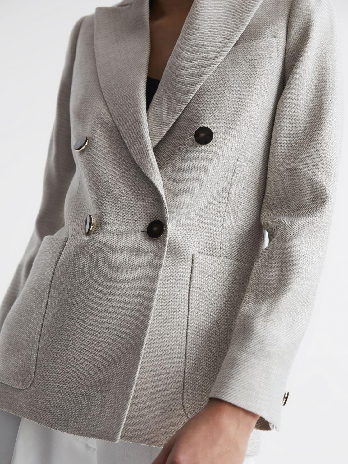Reiss Suits &amp; Tailoring | Gaia Tailored Double Breasted Blazer Neutral - Women