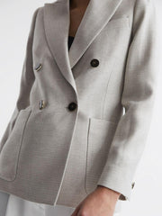 Reiss Suits &amp; Tailoring | Gaia Tailored Double Breasted Blazer Neutral - Women