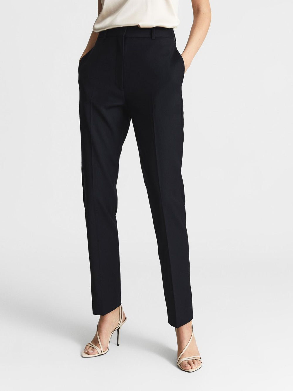 Reiss Suits &amp; Tailoring | Haisley Slim Leg Tapered Trousers Black - Women