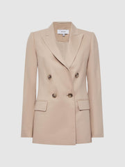 Reiss Suits &amp; Tailoring | Hollie Double Breasted Linen Blazer Blue - Women