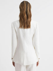 Reiss Suits &amp; Tailoring | Hollie Double Breasted Linen Blazer White - Women