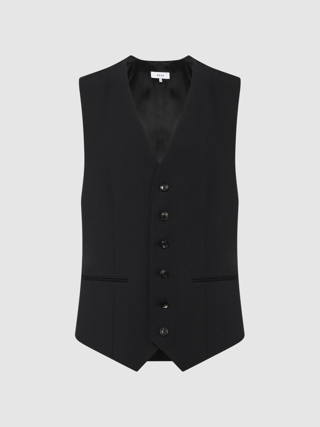 Reiss Suits &amp; Tailoring | Hope Modern Fit Travel Waistcoat Black - Men