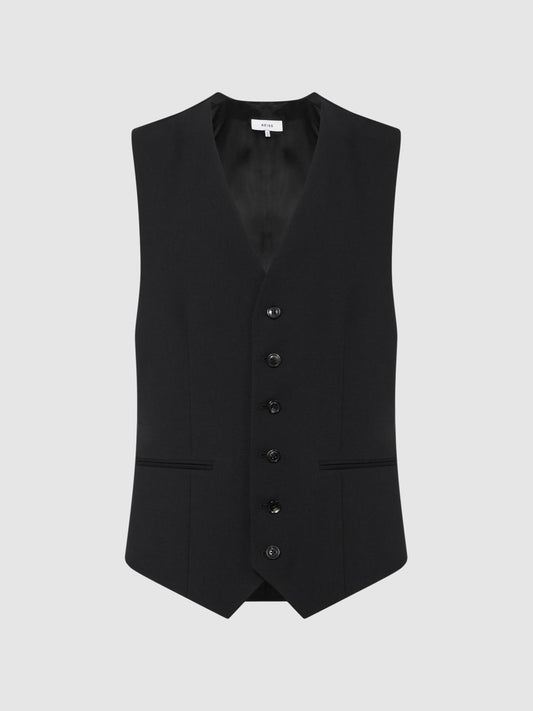 Reiss Suits &amp; Tailoring | Hope Modern Fit Travel Waistcoat Black - Men