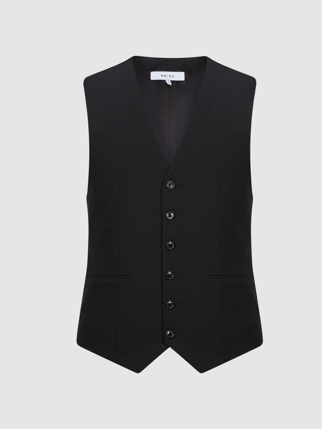 Reiss Suits &amp; Tailoring | Hope Modern Fit Travel Waistcoat Black - Men