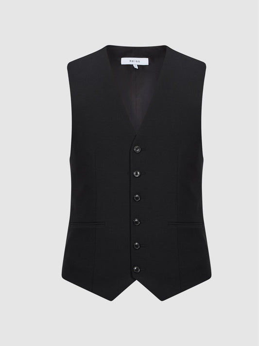 Reiss Suits &amp; Tailoring | Hope Modern Fit Travel Waistcoat Black - Men