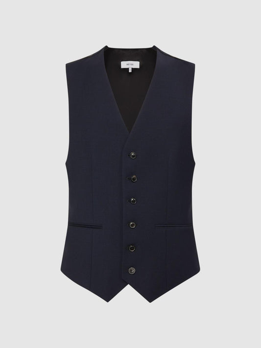 Reiss Suits &amp; Tailoring | Hope Modern Fit Travel Waistcoat Navy - Men