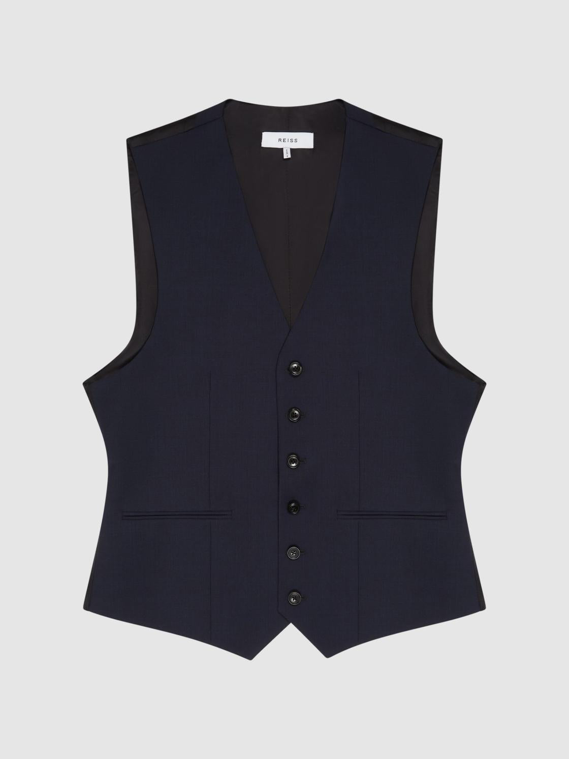 Reiss Suits &amp; Tailoring | Hope Modern Fit Travel Waistcoat Navy - Men