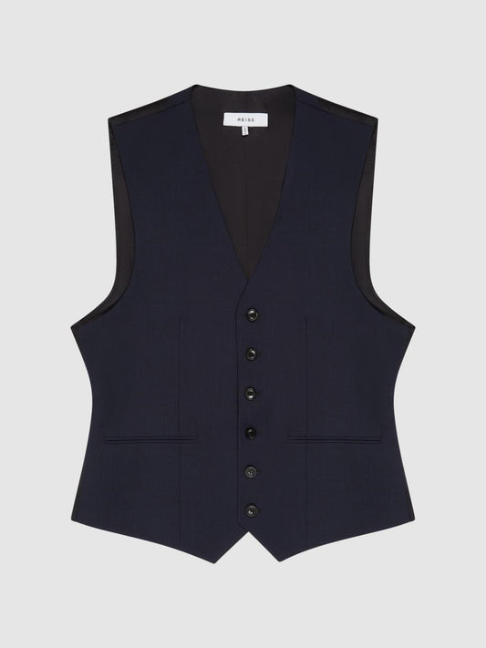 Reiss Suits &amp; Tailoring | Hope Modern Fit Travel Waistcoat Navy - Men
