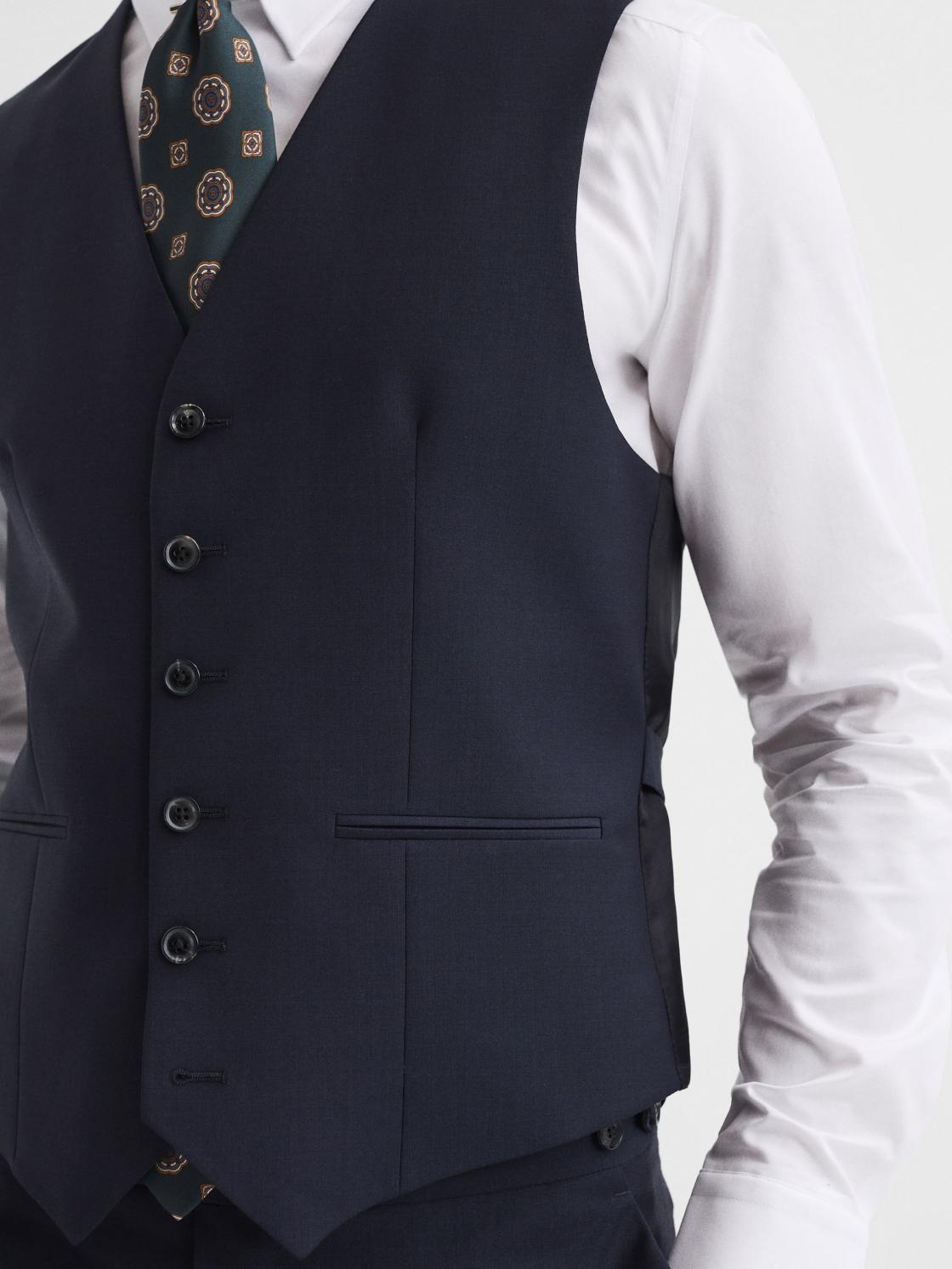 Reiss Suits &amp; Tailoring | Hope Modern Fit Travel Waistcoat Navy - Men
