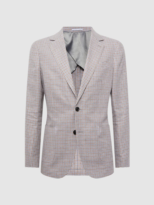 Reiss Suits &amp; Tailoring | Huntington Single Breasted Cotton-Linen Blazer Stone - Men