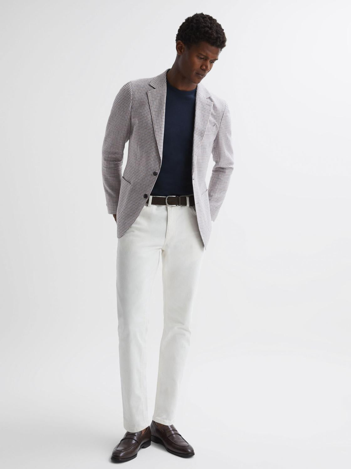 Reiss Suits &amp; Tailoring | Huntington Single Breasted Cotton-Linen Blazer Stone - Men