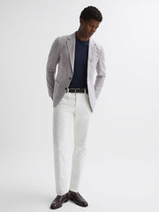 Reiss Suits &amp; Tailoring | Huntington Single Breasted Cotton-Linen Blazer Stone - Men