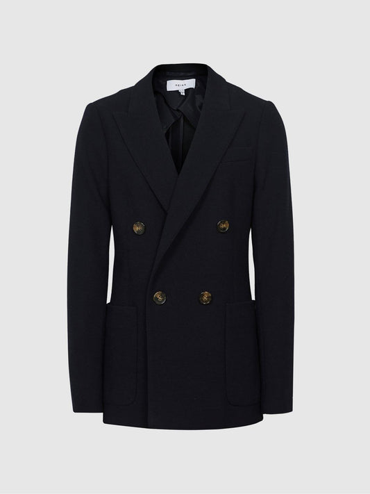 Reiss Suits &amp; Tailoring | Iria Double Breasted Wool Blend Blazer Navy - Women