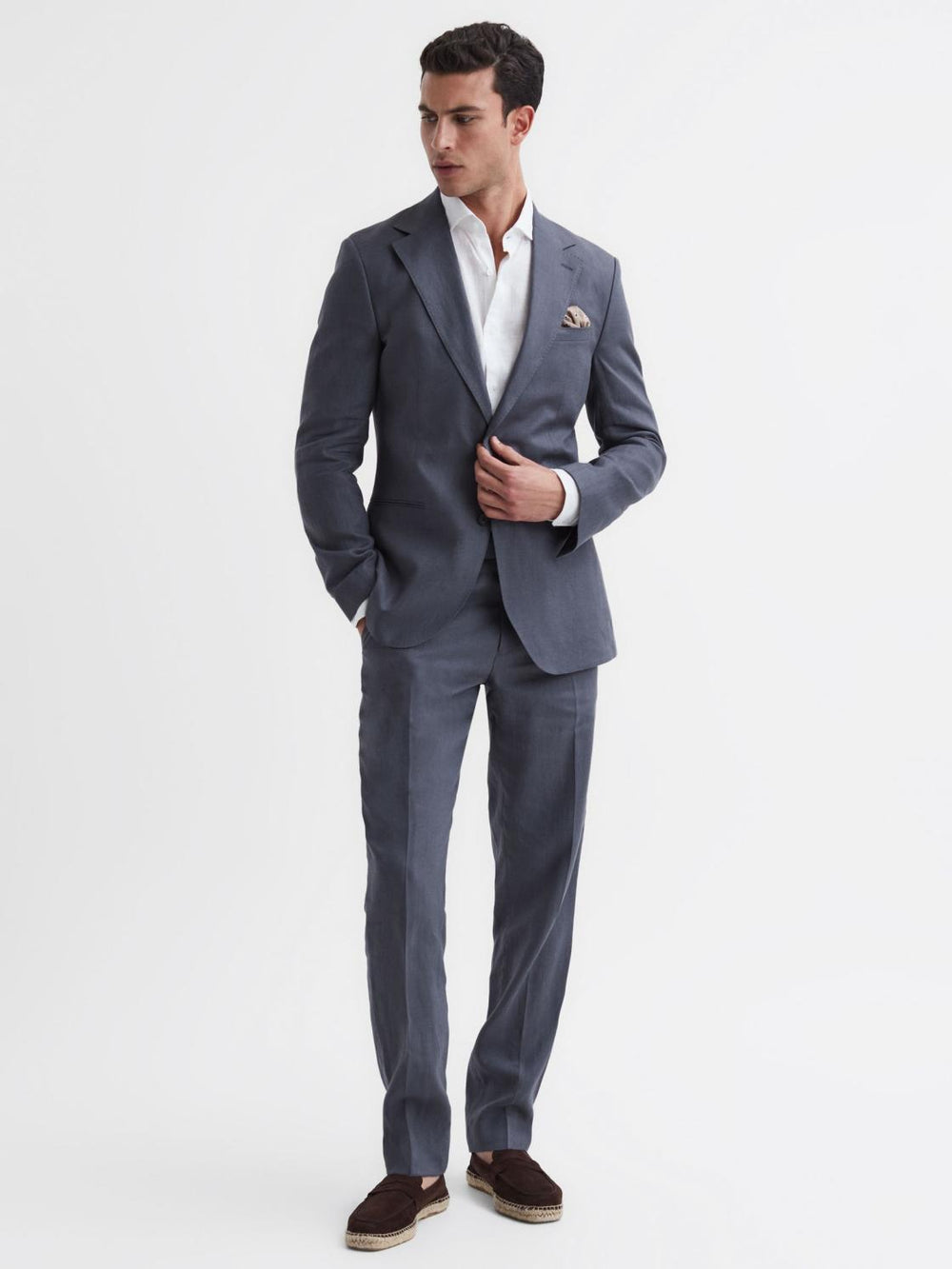 Reiss Suits &amp; Tailoring | Kin Linen Formal Trousers Airforce Blue - Men