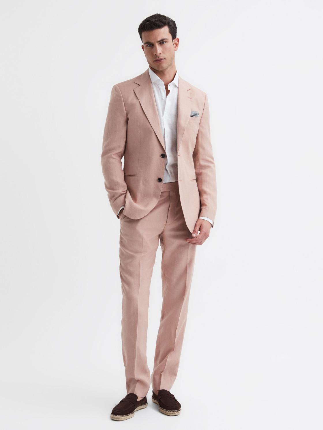 Reiss Suits &amp; Tailoring | Kin Linen Formal Trousers Airforce Blue - Men
