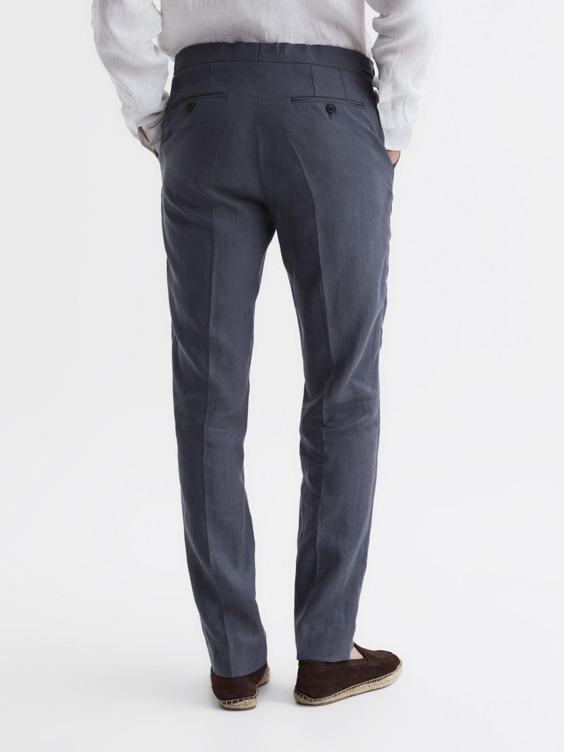 Reiss Suits &amp; Tailoring | Kin Linen Formal Trousers Airforce Blue - Men