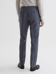Reiss Suits &amp; Tailoring | Kin Linen Formal Trousers Airforce Blue - Men