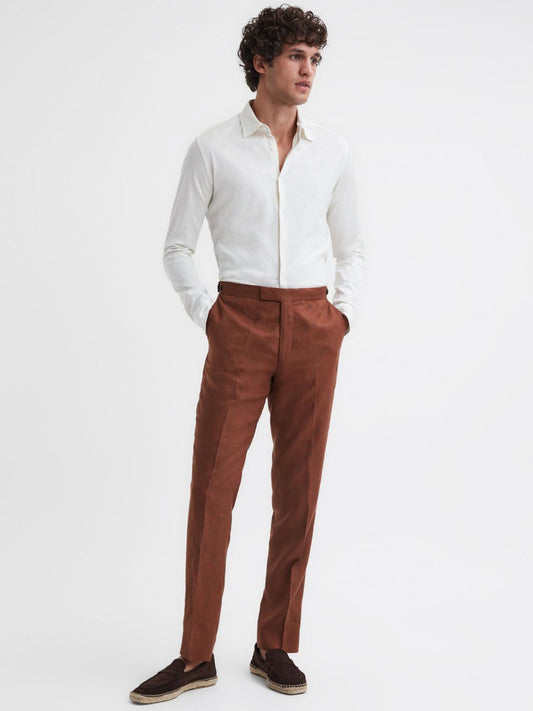 Reiss Suits &amp; Tailoring | Kin Linen Formal Trousers Airforce Blue - Men