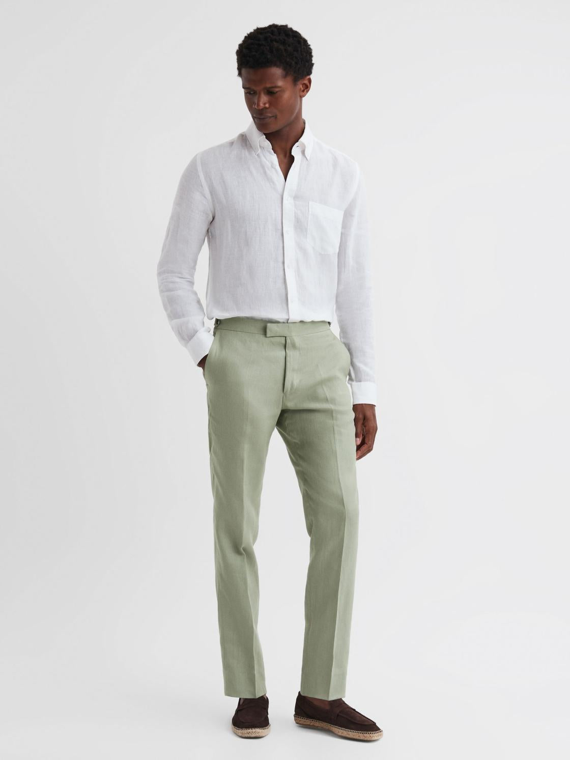 Reiss Suits &amp; Tailoring | Kin Linen Formal Trousers Apple - Men