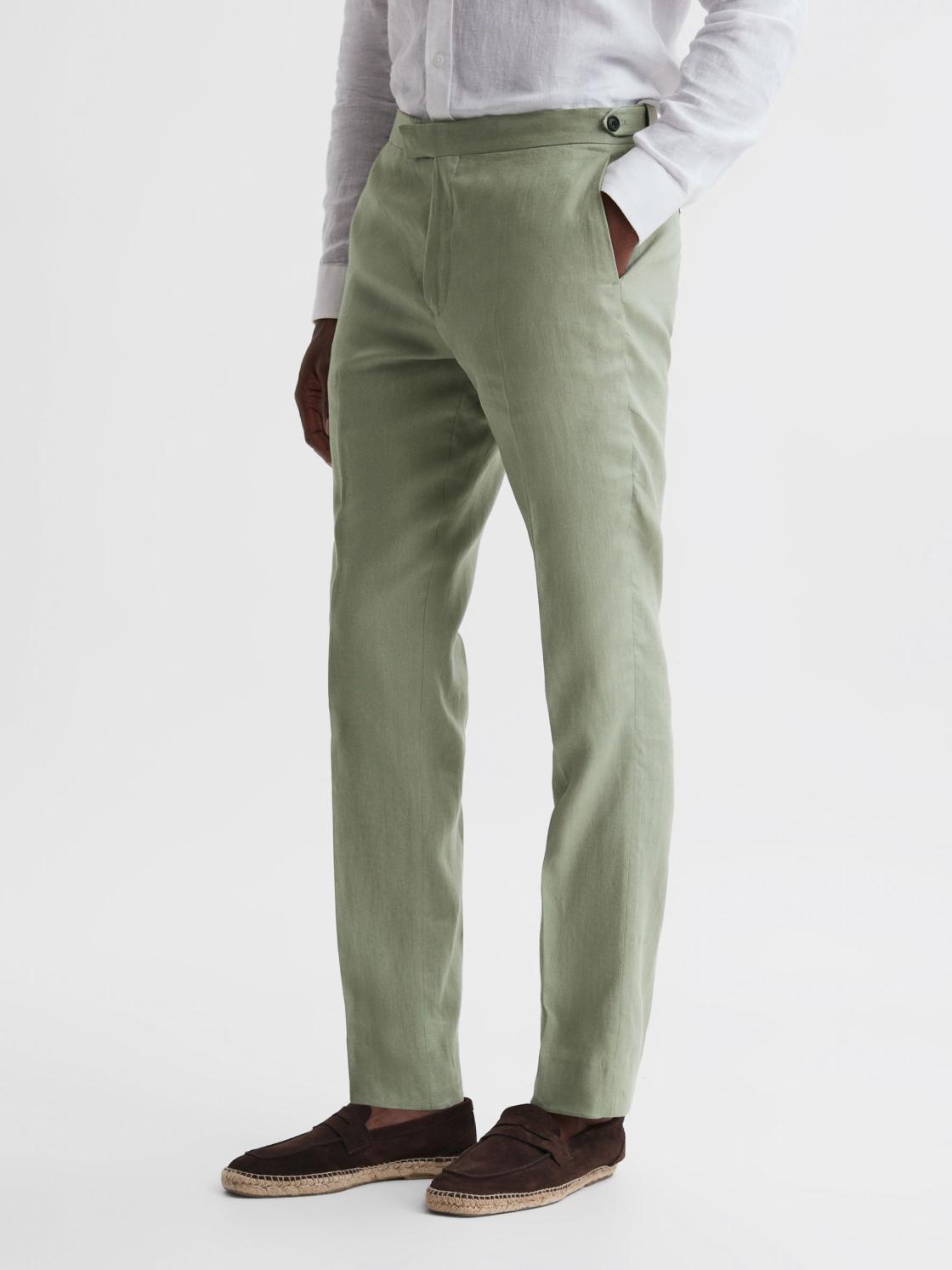 Reiss Suits &amp; Tailoring | Kin Linen Formal Trousers Apple - Men