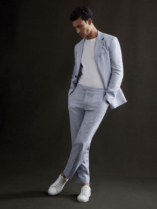Reiss Suits &amp; Tailoring | Kin Linen Formal Trousers Soft Blue - Men