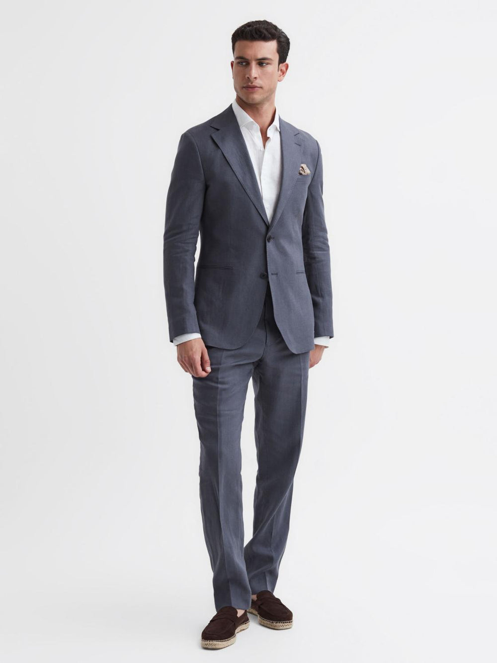Reiss Suits &amp; Tailoring | Kin Slim Fit Single Breasted Linen Blazer Airforce Blue - Men