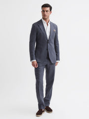Reiss Suits &amp; Tailoring | Kin Slim Fit Single Breasted Linen Blazer Airforce Blue - Men